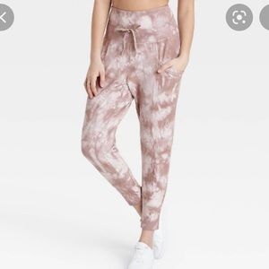 All in Motion Target High Rise Ribbed Jogger in Pink Tie Dye XS